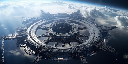 Fototapeta Naklejka Na Ścianę i Meble -  a futuristic space ship is shown, generative AI