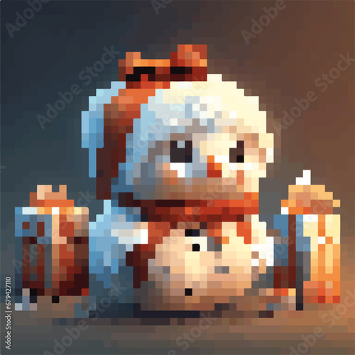 Muñeco de nieve en pixels navidad 
