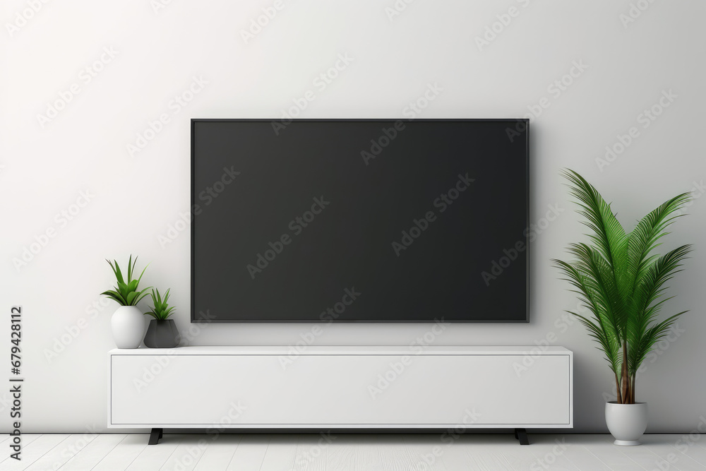 Empty TV Screen Mockup in Minimalistic Setting Empty TV Screen Mockup in Minimalistic Setting