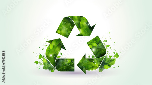 A clean and simple image featuring a prominent green recycling sign against a pristine white background, highlighting the concept of eco-friendly practices.