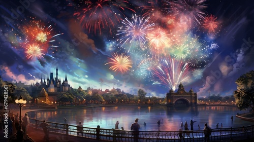Capture the vibrant colors of fireworks bursting in the night sky to celebrate New Year's Eve.