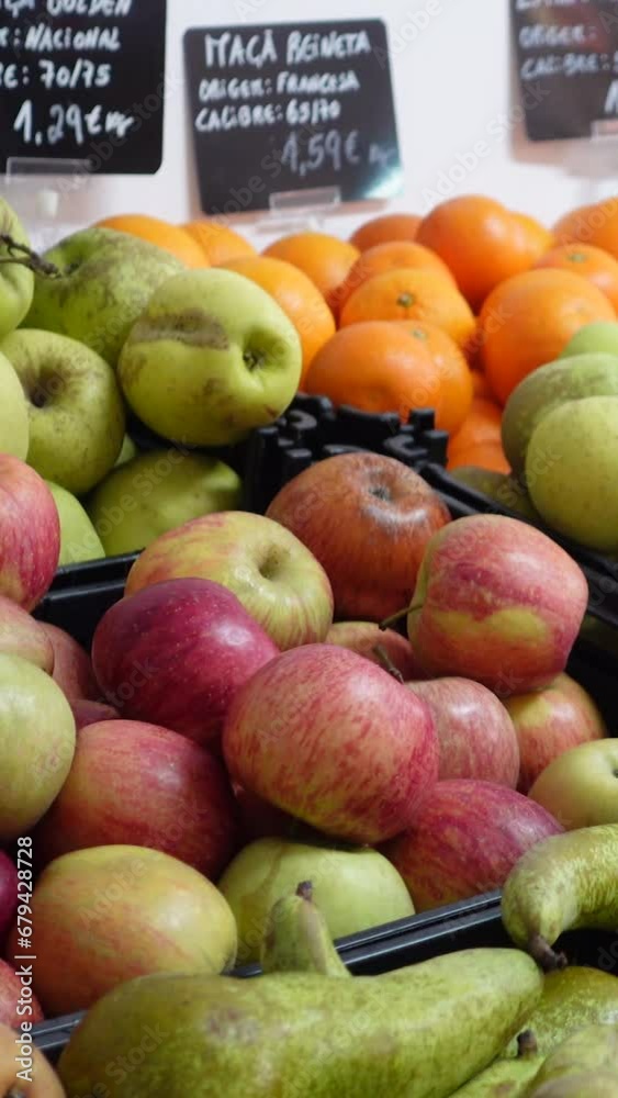 Vertical Video of Fruit at Market with Prices Vertical Video of Fruit at Market with Prices