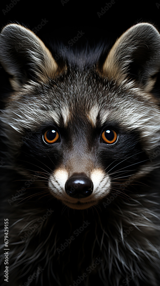 Inquisitive Eyes: A Raccoon's Close-Up Portrait