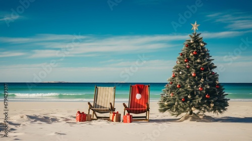 Aussie Yuletide  Christmas Celebration on a Western Australian Beach. Generative ai