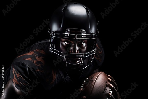 american football player on black background