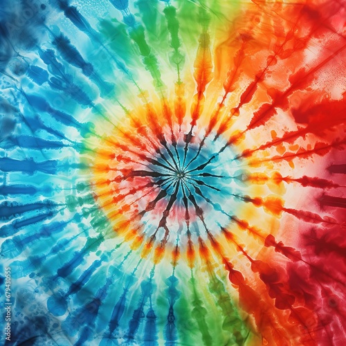Colorful artistic tie dye texture background rainbow art fabric with generative ai