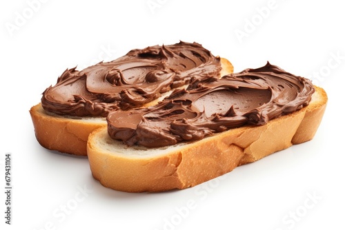 Chocolate cream-filled bread isolated on a white background.