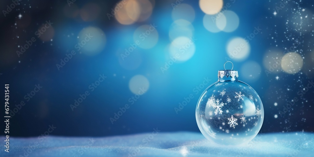 Enchanted Winter Glow: Transparent Christmas Ornament Amidst Sparkling Bokeh Lights. Generative ai Enchanted Winter Glow: Transparent Christmas Ornament Amidst Sparkling Bokeh Lights. Generative ai