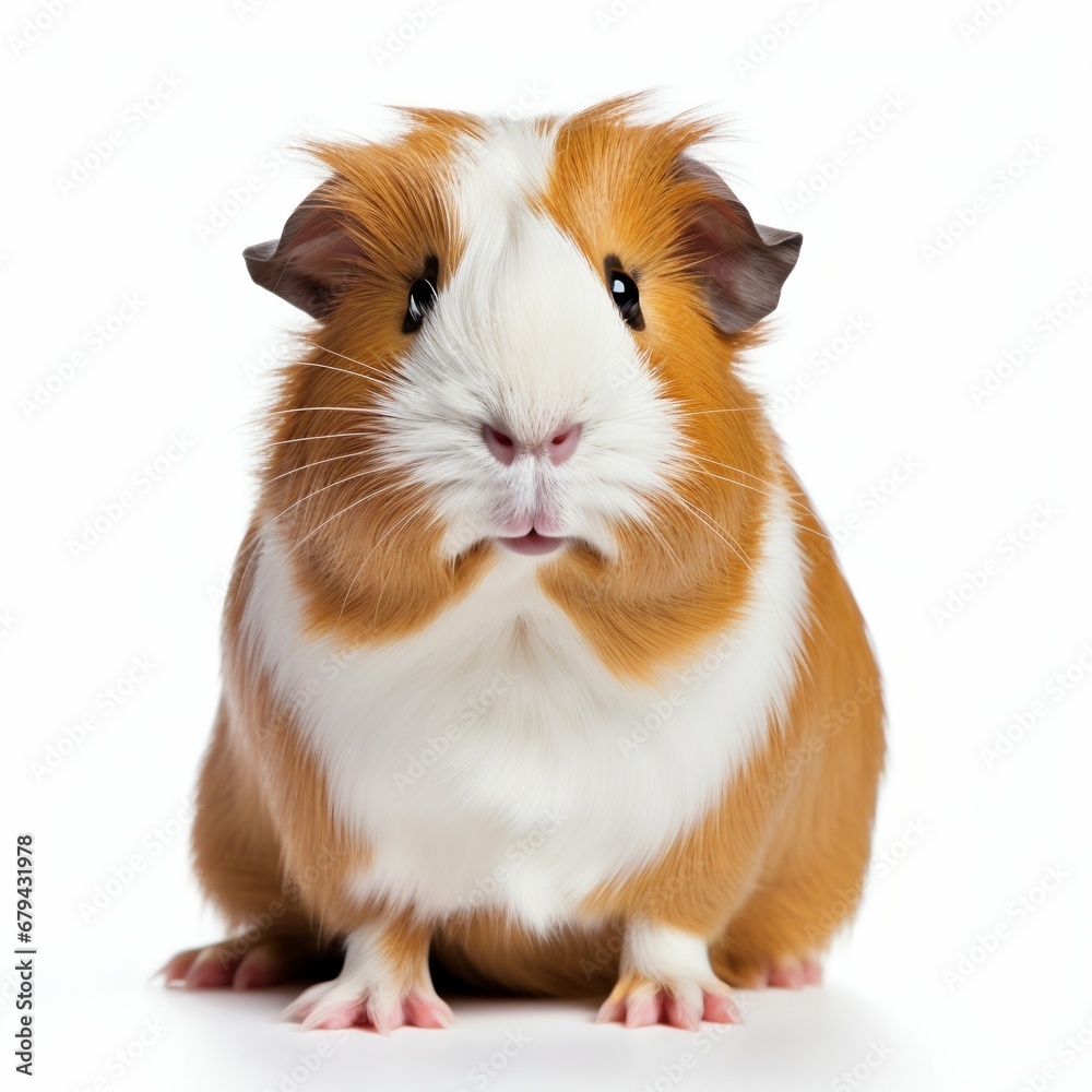 Adorable Fluff: Guinea Pig Isolated on White Background. Generative ai Adorable Fluff: Guinea Pig Isolated on White Background. Generative ai
