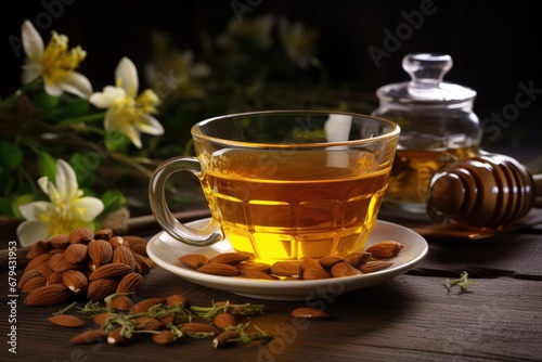 Almond-infused herbal tea for a calm and holistic existence.
