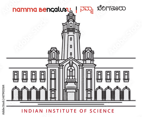 Indian Institute of Science Bangalore - Line Art Illustration photo