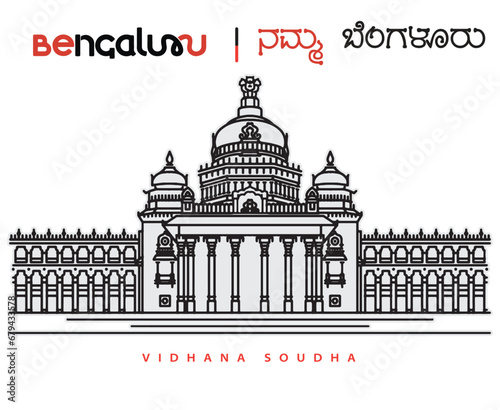 vidhana soudha bangalore line art drawing photo