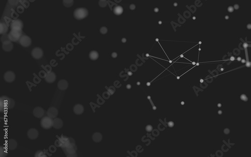 Abstract background. Molecules technology with polygonal shapes  connecting dots and lines. Connection structure. Big data visualization.