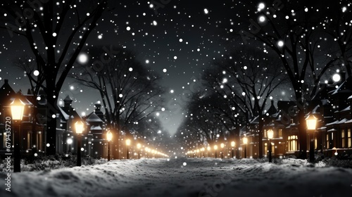 Bokeh White Snow Black Falling Snowflakes Night, Abstract Background, Effect Background HD For Designer © CgDesign4U