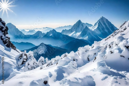 snow covered mountains in winter © Malik