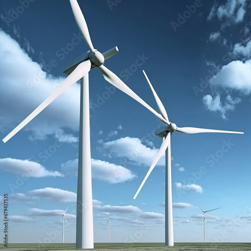 wind turbine in the field, AI generation