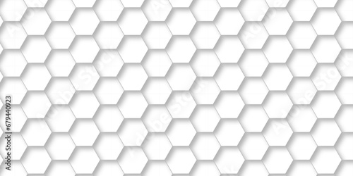 Seamless pattern with hexagon. White Hexagonal Background. Luxury honeycomb grid White Pattern. Vector Illustration. 3D Futuristic abstract honeycomb mosaic white background. geometric mesh cell text. © MdLothfor