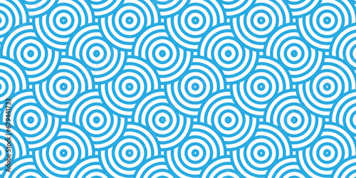 Abstract fabric wave blue and white geometric pattern retro ornament repeat backdrop texture background. seamless circle vector illustration swirl waves round shape tile and spiral pattern.