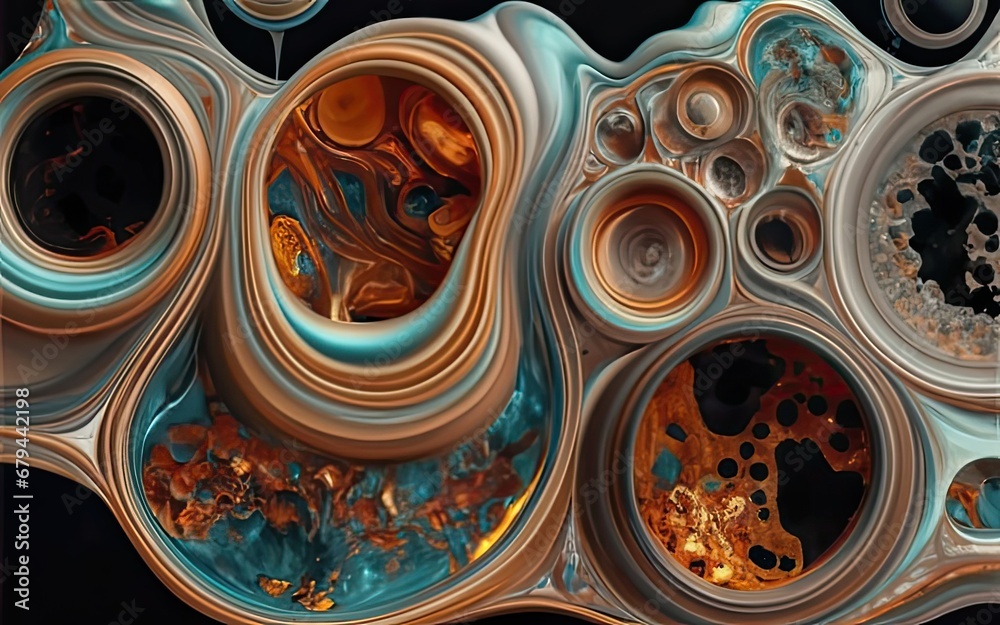 Iron metallic paint pour and fluid color blending with Generative AI. Iron metallic paint pour and fluid color blending with Generative AI.