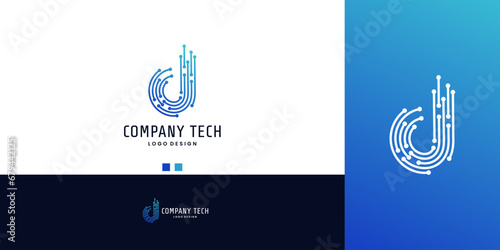 letter D modern for tech logo design. vector illustrator. connected dots logo.