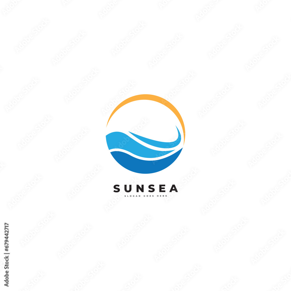 Abstract design of sun and sea icon. Vector illustration Abstract design of sun and sea icon. Vector illustration
