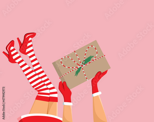 Woman in Christmas stocking...
