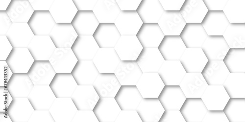 Fototapeta Naklejka Na Ścianę i Meble -  Seamless pattern with hexagon. White Hexagonal Background. Luxury honeycomb grid White Pattern. Vector Illustration. 3D Futuristic abstract honeycomb mosaic white background. geometric mesh cell text.