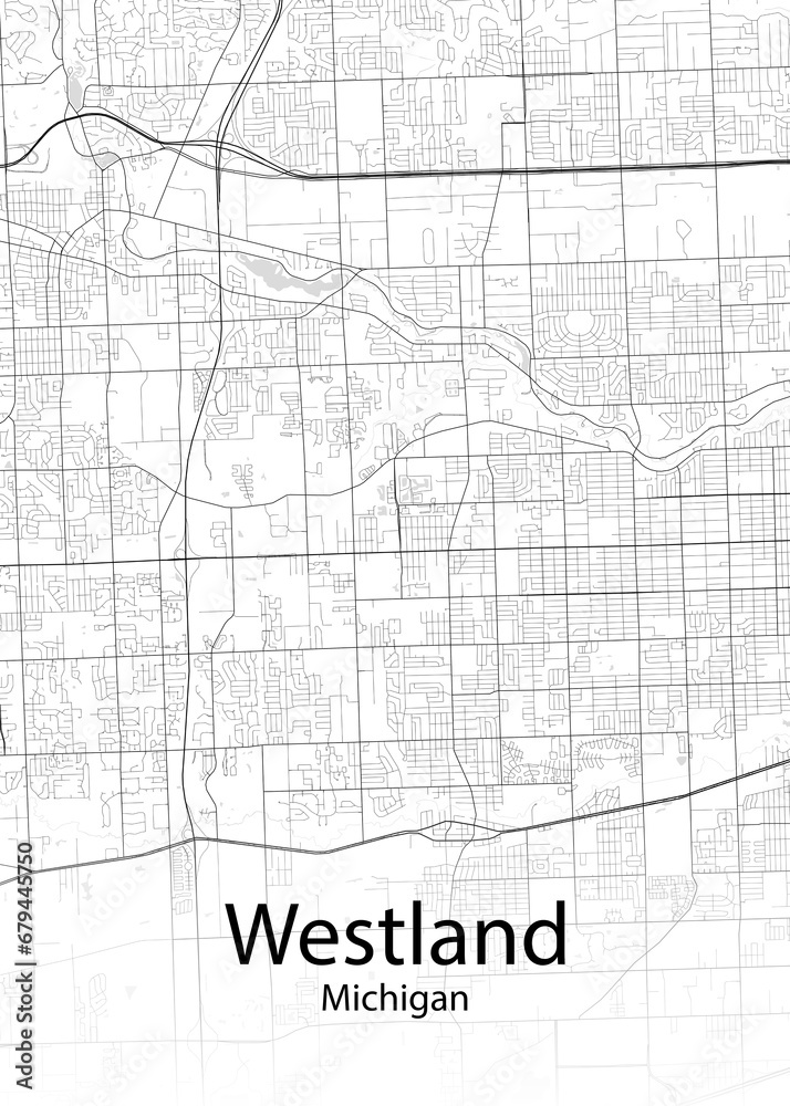 Westland Michigan minimalist map