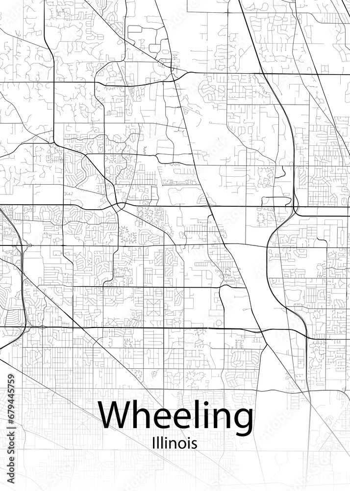 Wheeling Illinois minimalist map