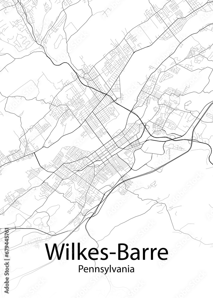 Wilkes-Barre Pennsylvania minimalist map