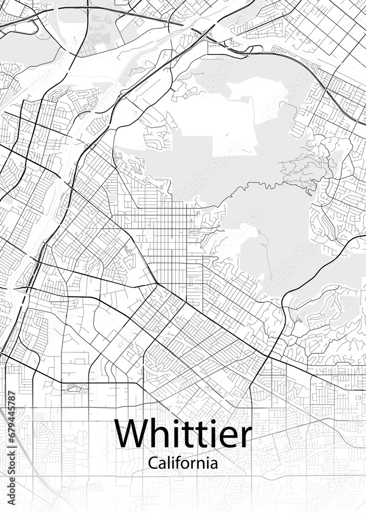 Whittier California minimalist map