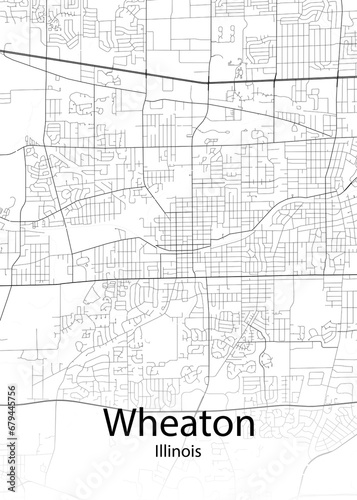 Wheaton Illinois minimalist map