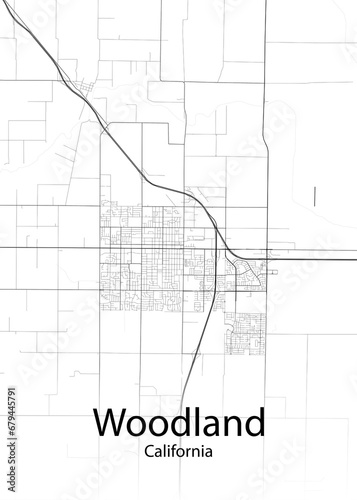 Woodland California minimalist map