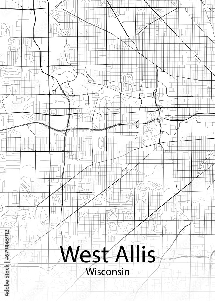 West Allis Wisconsin minimalist map