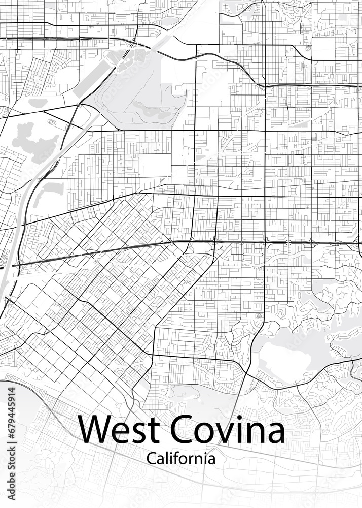 West Covina California minimalist map