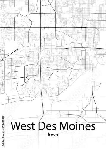 West Des Moines Iowa minimalist map