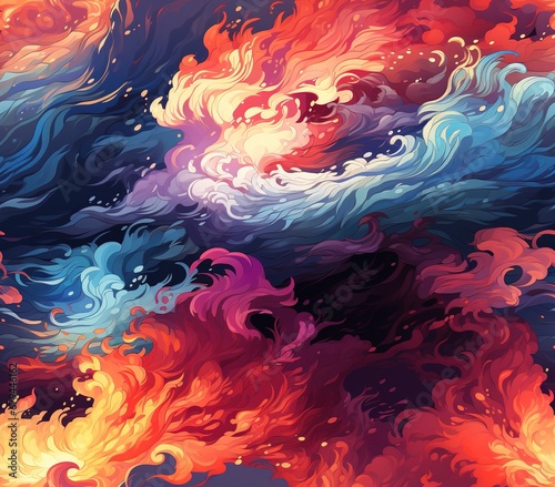 colorful fire flames abstract background with generative ai