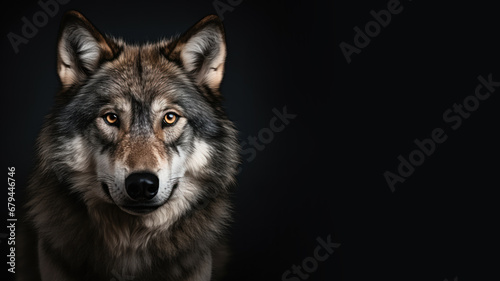 Portrait wolf isolated on gray background © pariketan