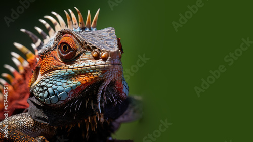 Closeup colorful chameleon lizard  carnivorous animal