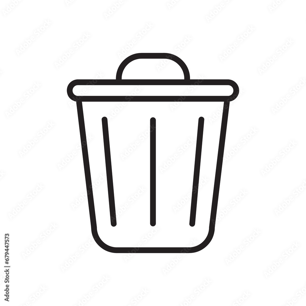 Trash bin line simple icon, Delete symbol, logo linear flat illustration on white background..eps Trash bin line simple icon, Delete symbol, logo linear flat illustration on white background..eps