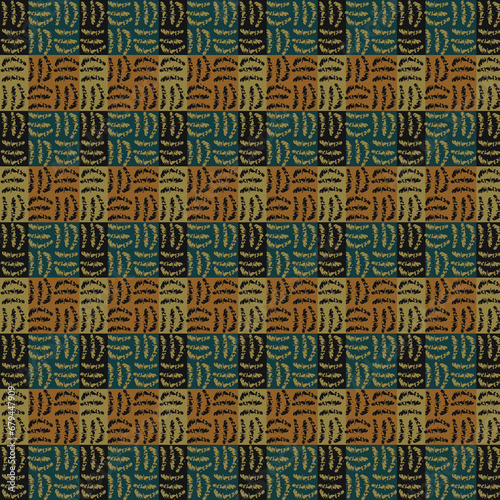 Teal Black and Gold Wave Check 
