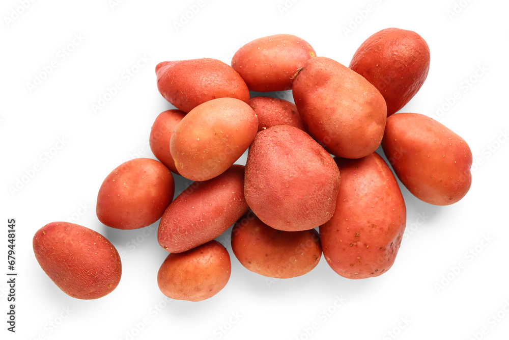 Heap of fresh raw potatoes on white background Heap of fresh raw potatoes on white background