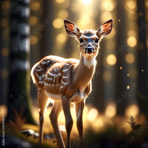 Fawn deer in the woods.  