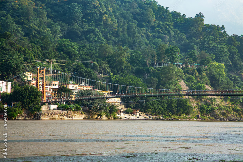Ram Jula bridge across river Ganges in rishikesh, 