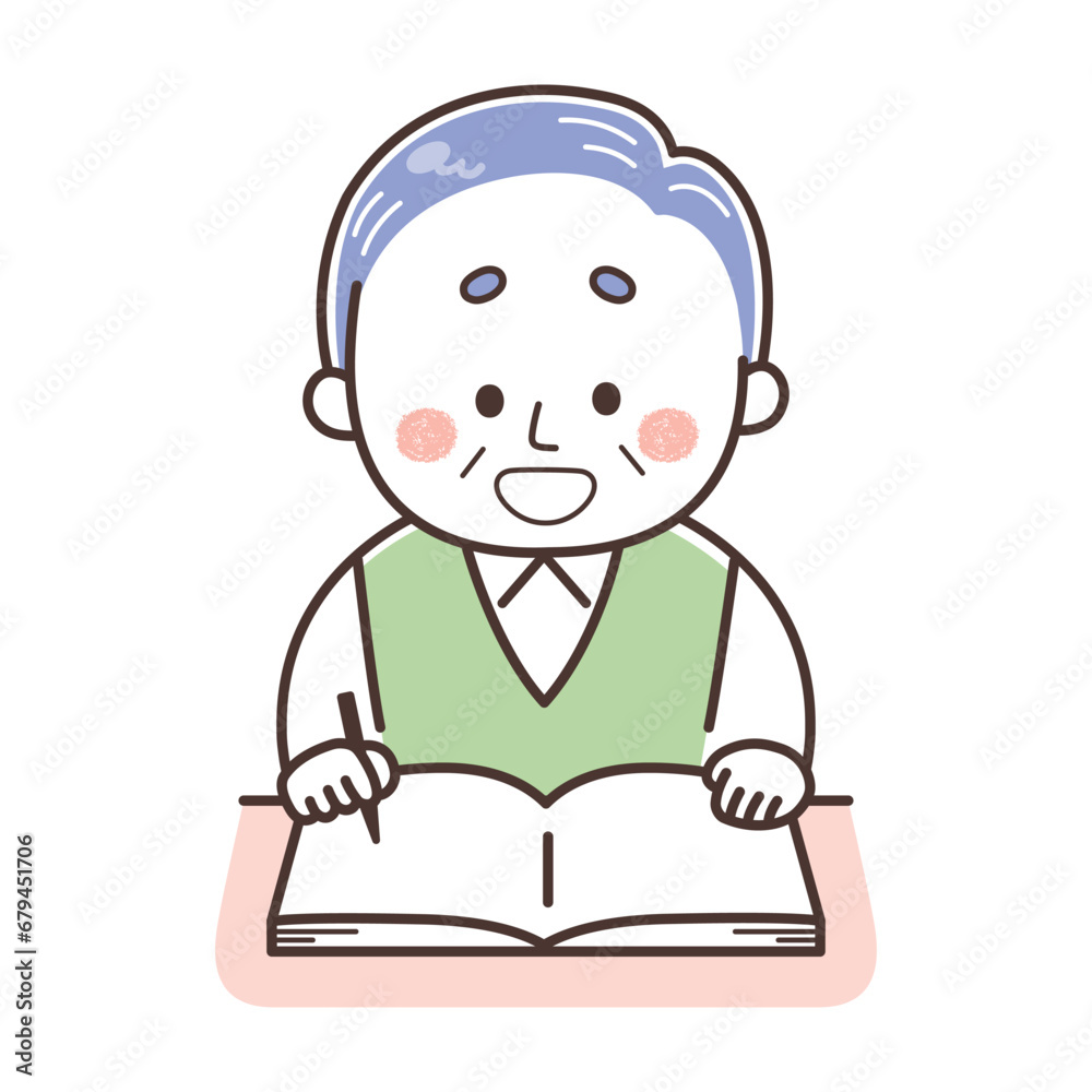 勉強する男性 シニア 勉強する男性 シニア