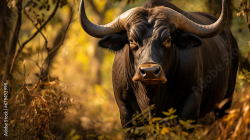 adult female buffalo in Reserve, AI Generative.