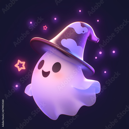 C4D Halloween ghost, magic hat icon, Halloween, holiday decoration material, vector illustration