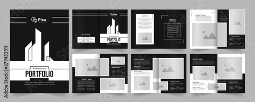 Architecture portfolio or portfolio template design, interior portfolio, business portfolio.