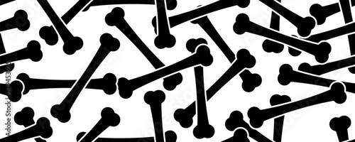 black white pile of bones seamless pattern