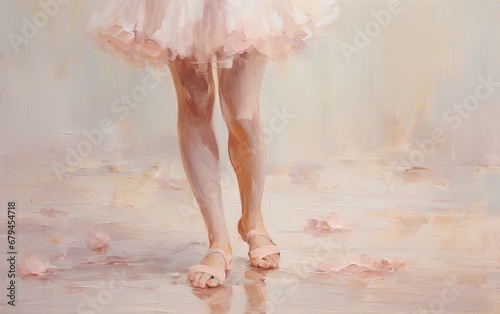 Ballet dancer in pink tutu on stage.